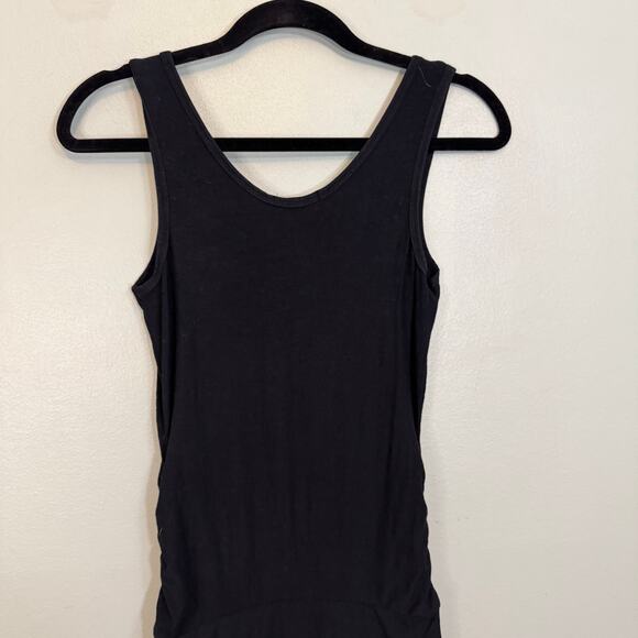 James Perse Revolve Mini Sheath Dress Womens 1 XS/S Black Tank Wide Strap Ruched - Picture 3 of 10